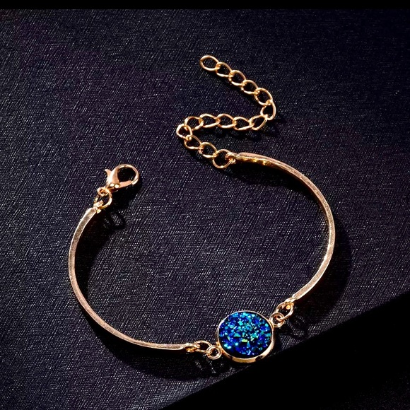 Jewelry - Gold Filled Blue Druzy Rhinestone Bracelet